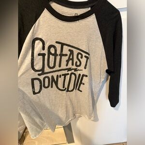 Go Fast Don't Die Raglan Shirt - Black and Gray